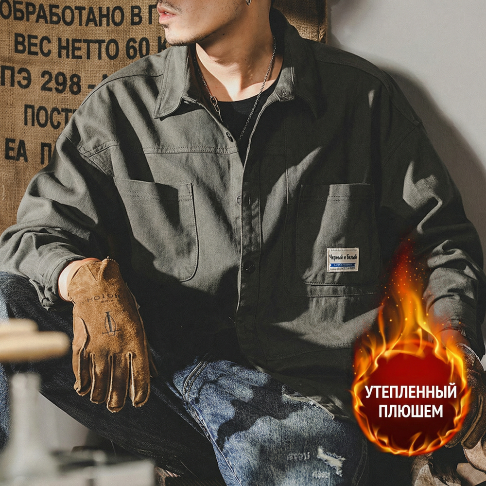 мужскую рубашку из плотного хлопка в стиле американского ретро!