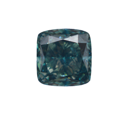 Лабораторно-выращенный бриллиант кушон 5.72 х 5.70 х 3.67 мм FancyVIVID BLUISH GREEN/VS1 1.10 ct