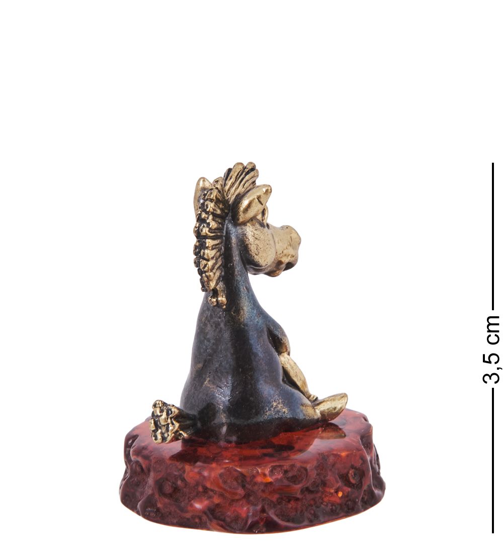 AM-4222 Фигурка «Лошадь Жеребенок» (латунь, янтарь)