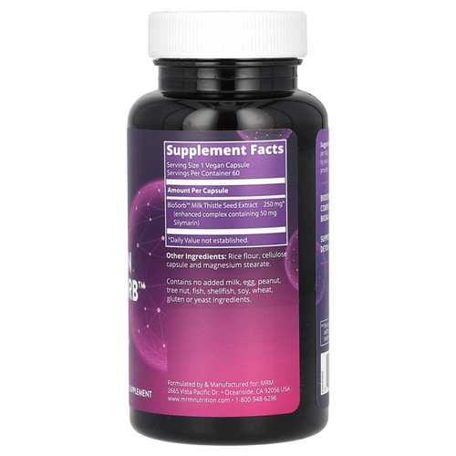 MRM Nutrition, Силимарин с Biosorb, 60 веганских капсул (250 мг на капсулу)