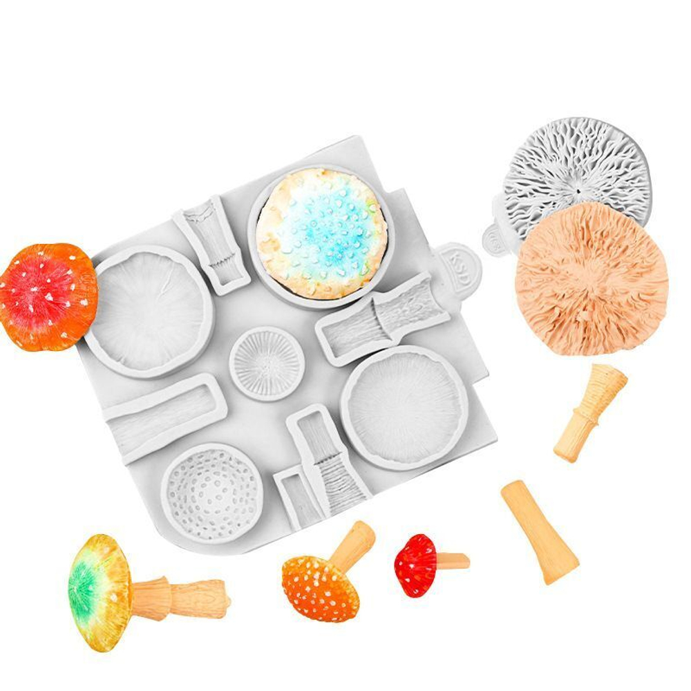 Молд силиконовый для творчества "Грибы - грибочки. Мухоморы" / форма для масс для лепки, мыла, воска и эпоксидной смолы