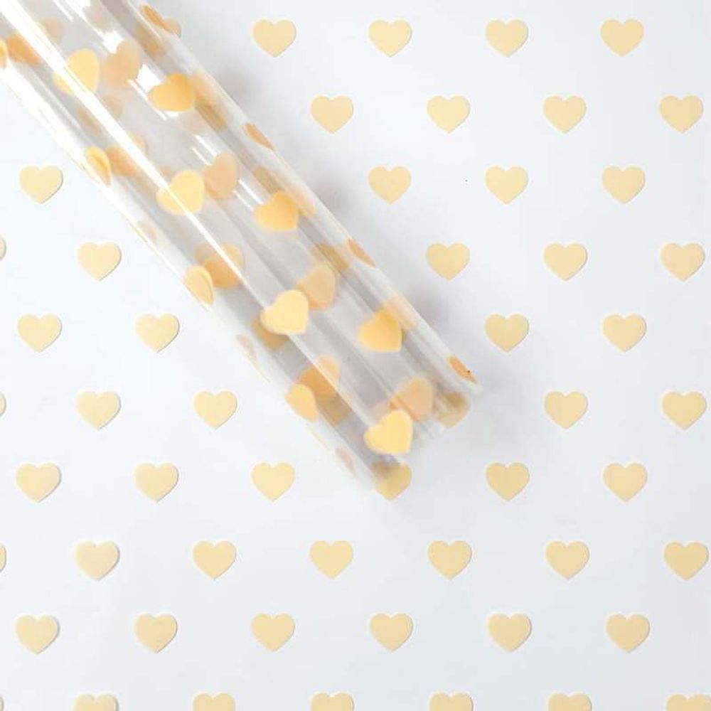 Пленка Сердца ЖЕЛТЫЙ 60см*200гр