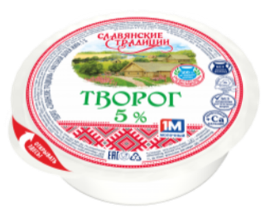Творог 5%, 355 г, "Славянские традиции", Беларусь