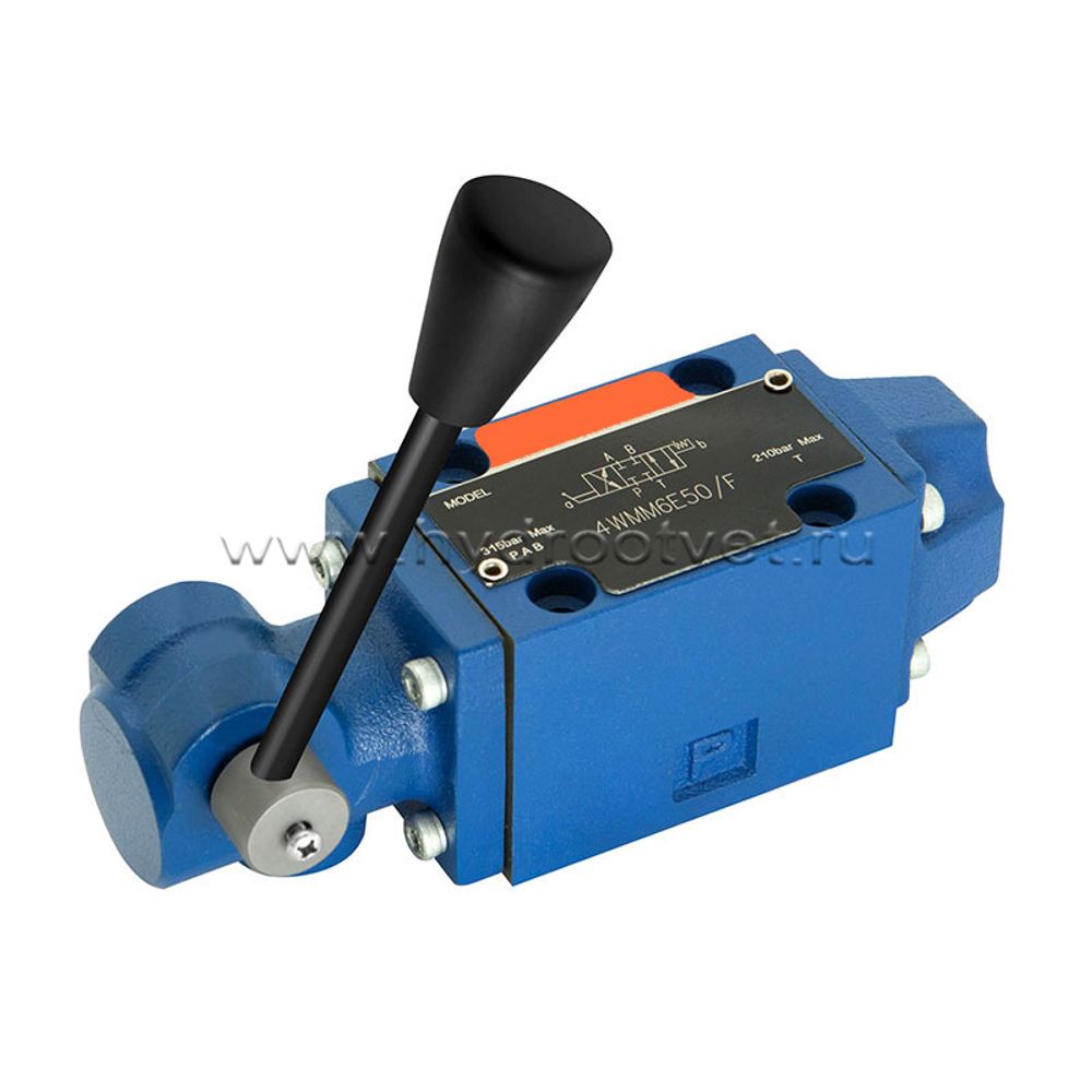 3WMM6B50/F - Гидрораспределитель Ду 6 с ручным управлением, схема B (573Е), возврат - F = фиксатор