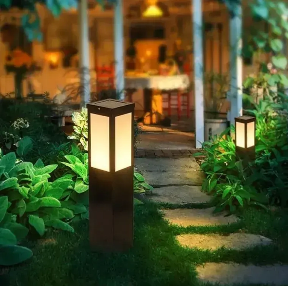 Наземный садовый уличный светильник из алюминия в чёрном цвете 60W E27,защита IP44, мощность ламп max.60W, цвет- чёрный матовый, 500х90мм столб квадратный черный алюминий стекло