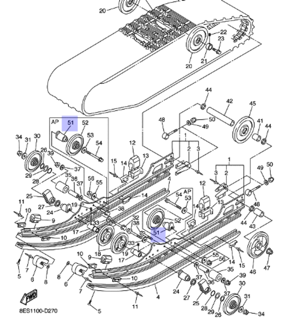 Кронштейн ролика для снегоходов Yamaha