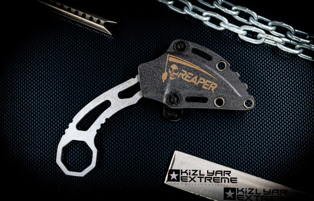 Нож Kizlyar Supreme REAPER N690 SW SK KS (StoneWash, Skeleton, Kydex Sheath)