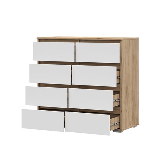 ХЕЛЕН КМ 04 Комод 8 ящиковФасад СЕРЫЙ ГРАФИТ 0162/Корпус ДУБ КРАФТ ЗОЛОТО