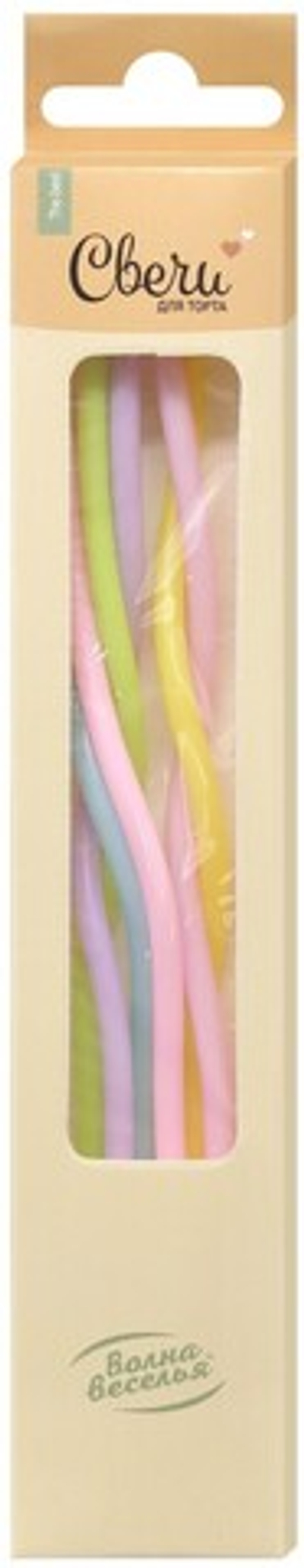 Свечи Нежные спирали, Ассорти, Макарунс, 0,55*12 + 3 см, 6 шт. с держат.,