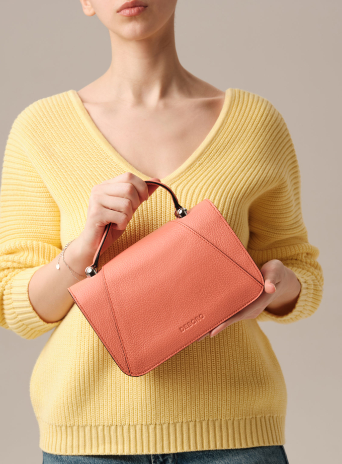 Кожаная сумка Deboro 30418 коралловый