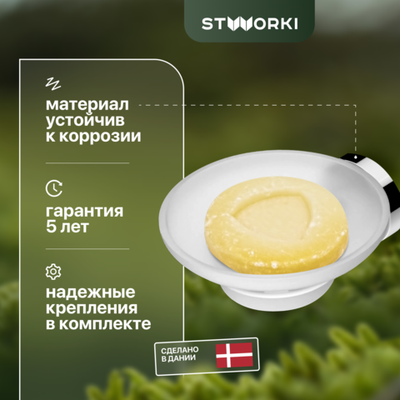 Мыльница STWORKI Дублин HADB34200 настенная, стеклянная, хром
