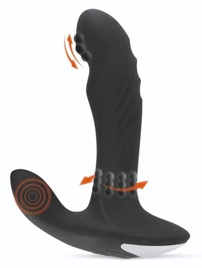 Черный вибромассажер простаты с функцией римминга Plug with Perineum Stimulator - 16,6 см. (Цвет: черный)