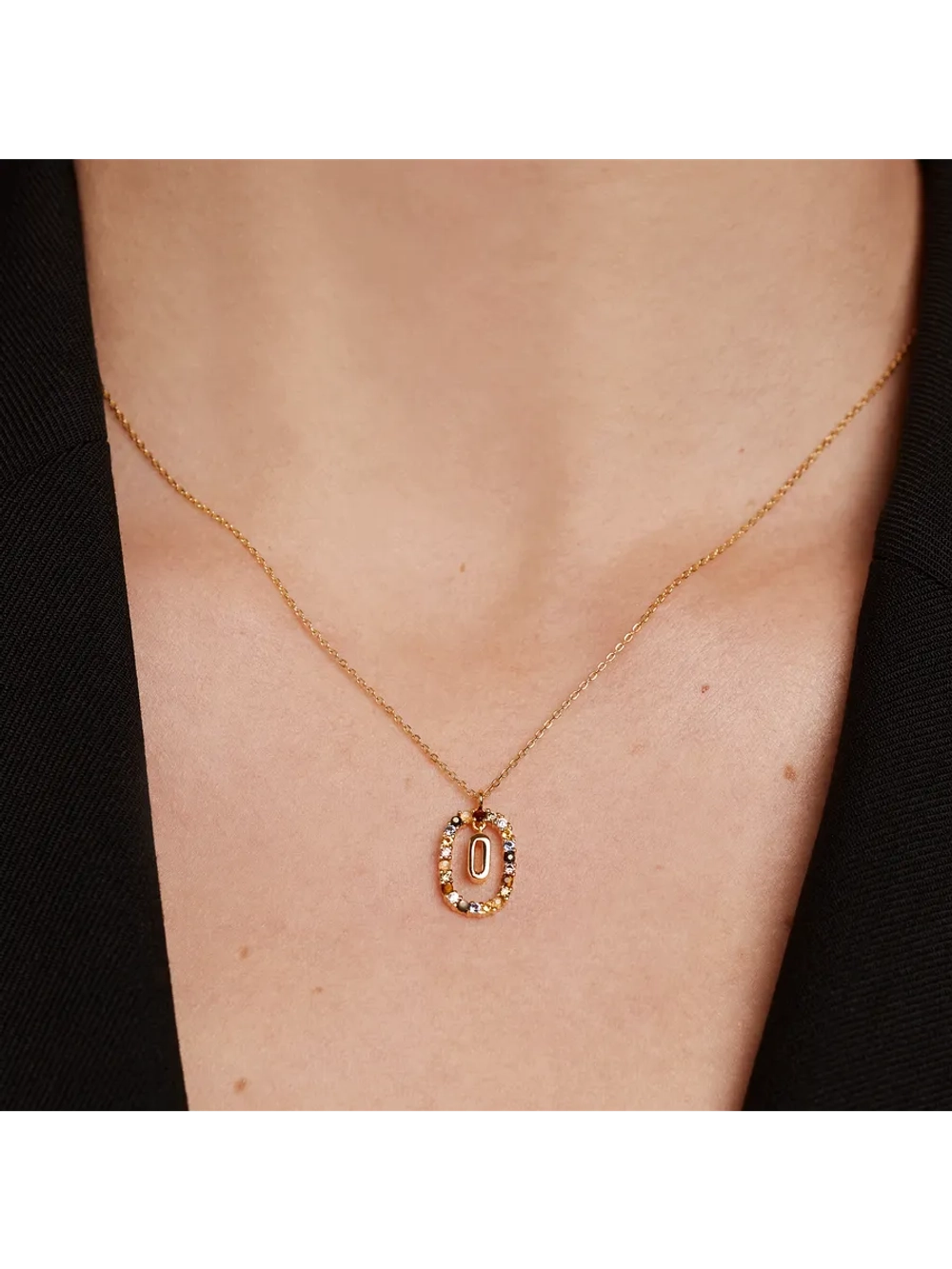 Колье Буква O серебро 925 пробы покрытое золотом