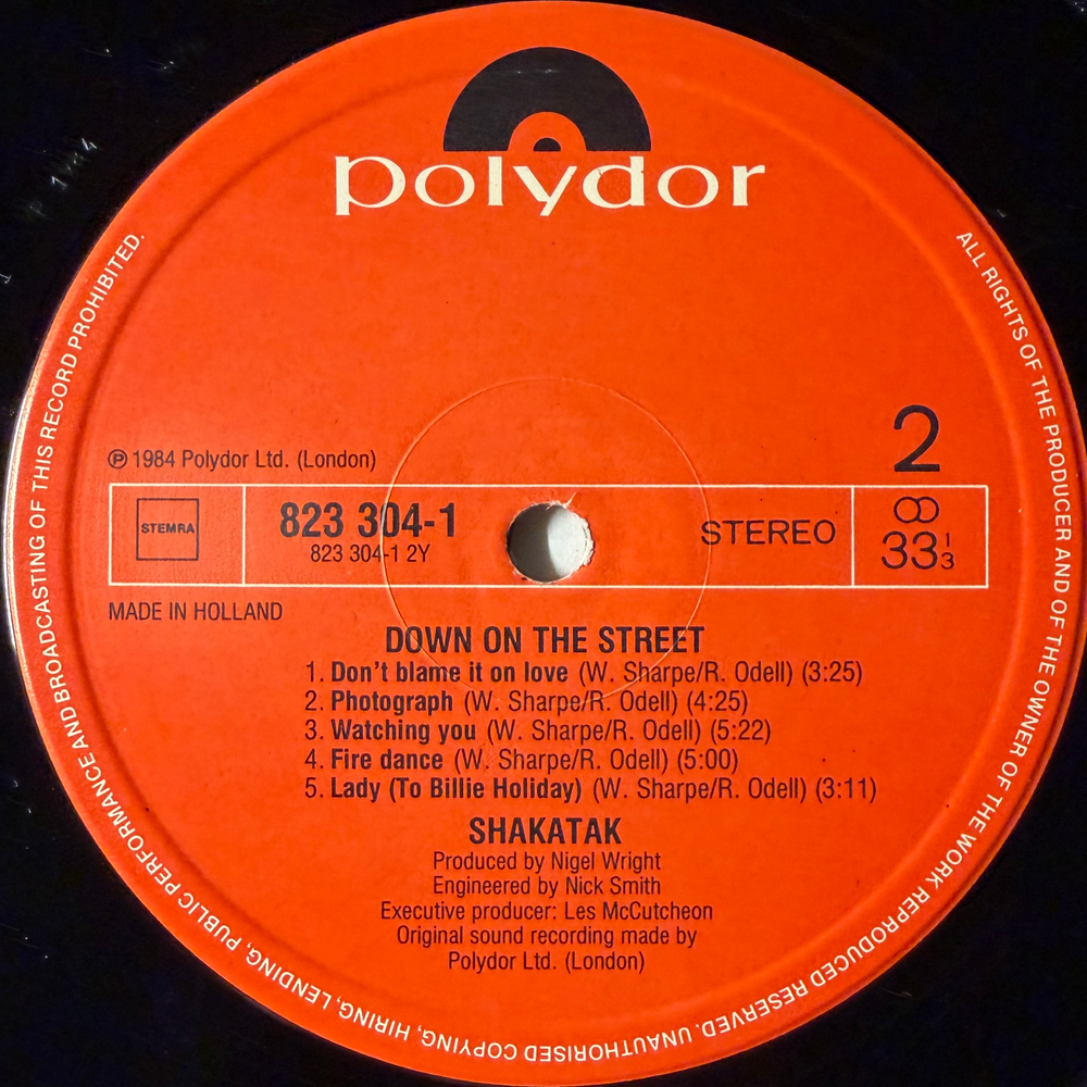 Shakatak ‎– Down On The Street (Голландия 1984г.) Т