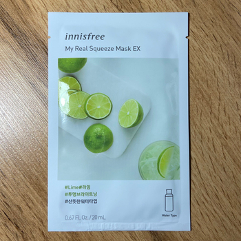Маска для лица Innisfree My Real Squeeze Mask EX Lime на водной основе с экстрактом лайма и ниацинамидом 20 мл