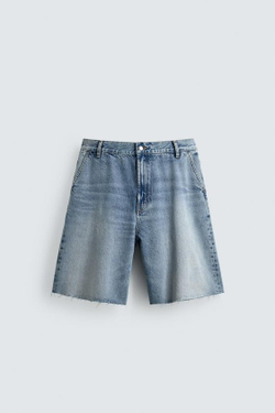 ZARA ДЖИНСОВЫЕ ШОРТЫ ЧИНОС RELAXED FIT, СИНИЙ
