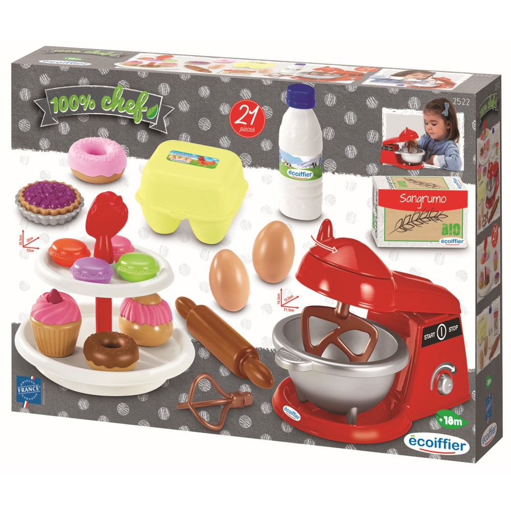 Игровой набор маленького кондитера Ecoiffier 2522 100% Chef 21 аксессуар для сюжетной игры от 18 месяцев — фото 3