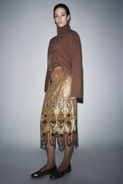 ZARA ЮБКА С ВЫШИВКОЙ — ZW COLLECTION LIMITED EDITION, ЗОЛОТОЙ