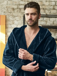 Халат мужской DOMINIC с капюшоном Морская волна "Polens"