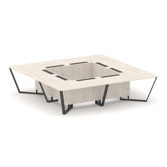 Steel Meet Стол переговорный квадратный KDK-PR.B.SP-16K Денвер Светлый/Металл Антрацит 3200*3200*750