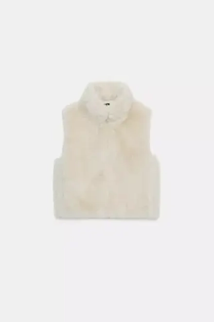 ZARA ЖИЛЕТ ИЗ ИСКУССТВЕННОГО МЕХА, СВЕТЛО-БЕЖЕВЫЙ