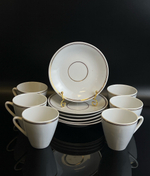 Кофейные пары набор на 6 персон фарфоровые с декором золотая лента, made in Korea, Корея винтаж времен СССР 1970-1991 гг 7/
