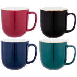 НАБОР ИЗ 4 КРУЖЕК НА ДЕРЕВЯННОЙ ПОДСТАВКЕ LEFARD "BREAK TIME" 310 МЛ МИКС (КОР=4НАБ.)