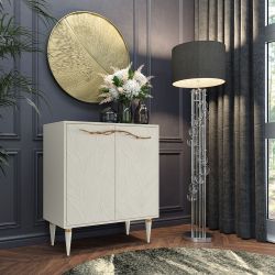 Комод Арт Колор leaves Классик Голд с 2 полками Кремовый Белый