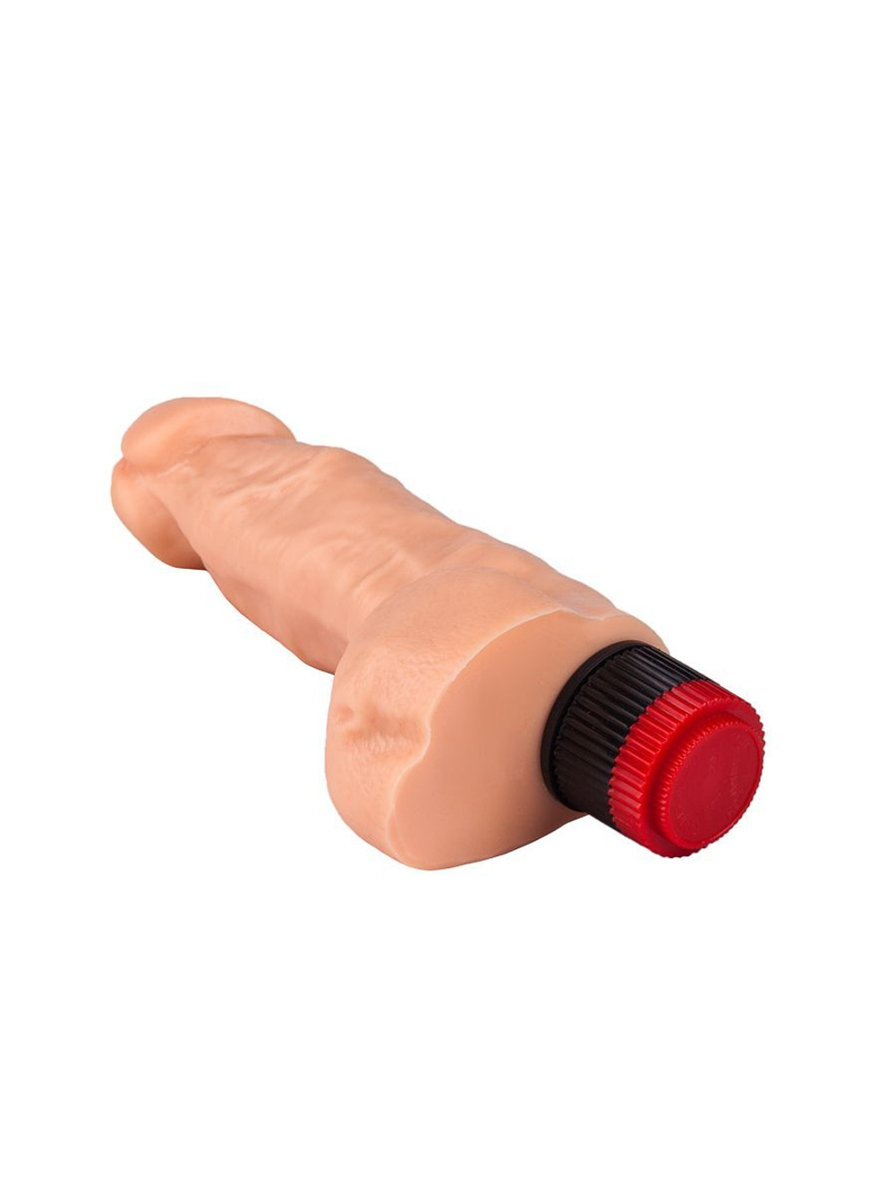 Гелевый вибромассажёр с мошонкой - 17,8 см. (Цвет: телесный)