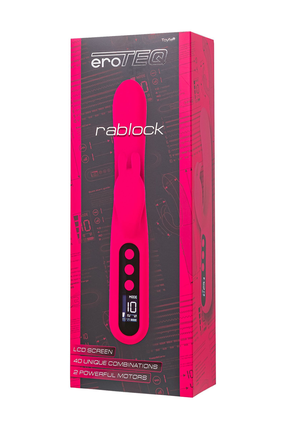 Ярко-розовый вибратор с клиторальной стимуляцией Rablock - 23,5 см. (Цвет: ярко-розовый)