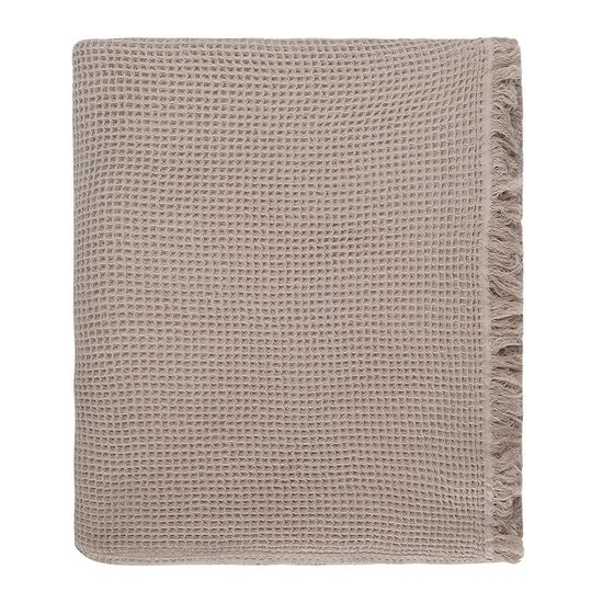 Покрывало вафельное из хлопка серо-бежевого цвета из коллекции essential, 180х250 см