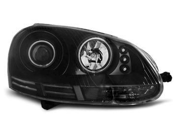 Передние фары VW Golf 5 angel eyes ccfl black