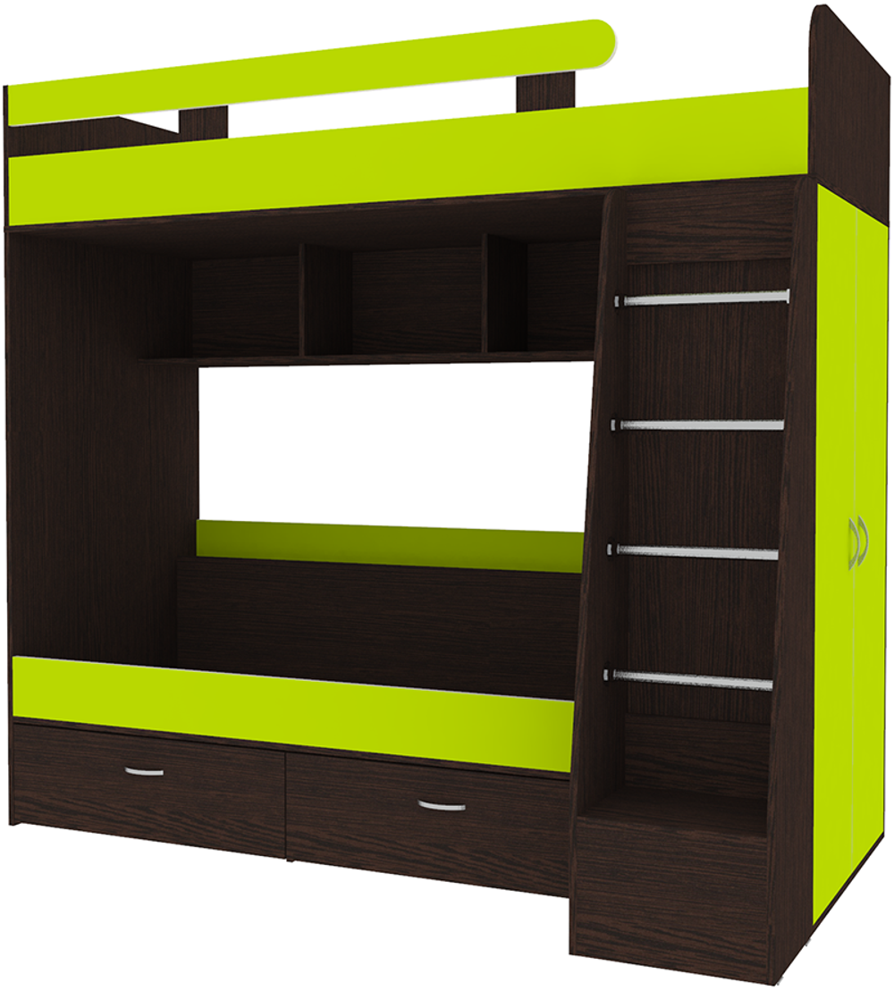 Двухъярусная кровать КарИВи Юниор 6 Венге Лайм