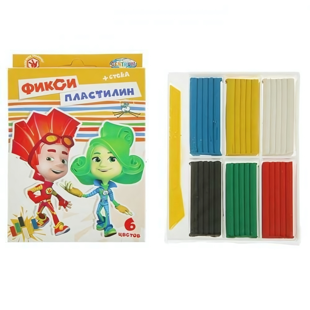 Пластилин "Фиксики" 6 цветов, 120 гр. со стеком (Центрум)
