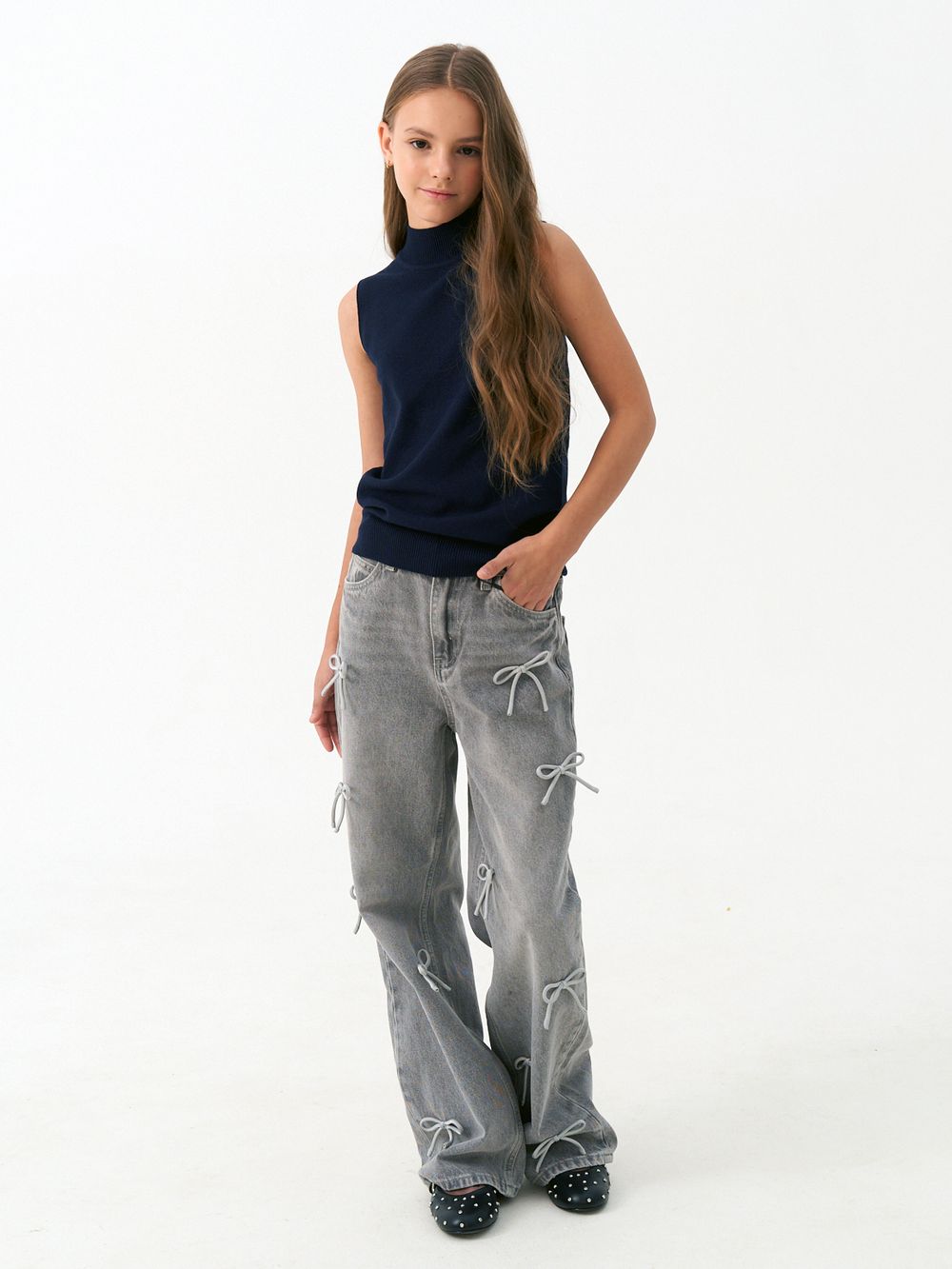 Джемпер топ с горлом 1208 синий