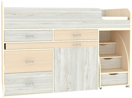 Кровать-чердак КарИВи Малыш 6  Дуб Молочный Винтерберг