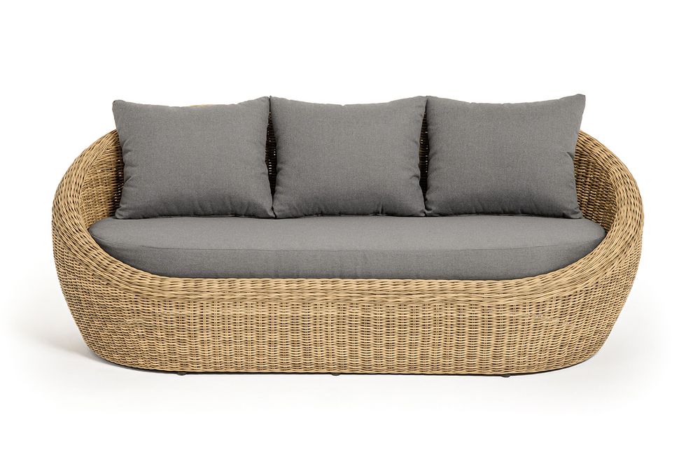 "Барселона" диван из искусственного ротанга трехместный, цвет соломенный