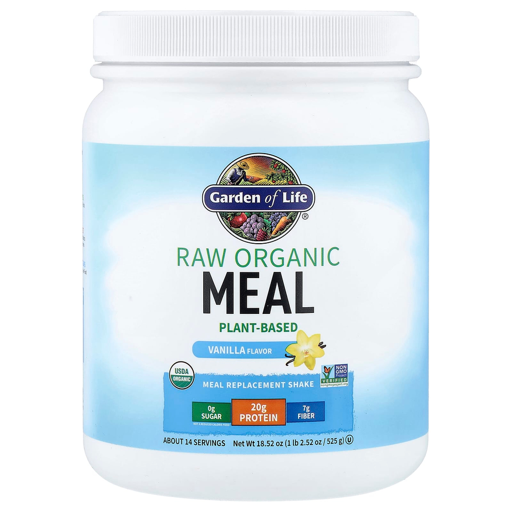 Garden of Life, RAW органический коктейль для замены приема пищи, со вкусом ванили, 525 г (18,52 унции)