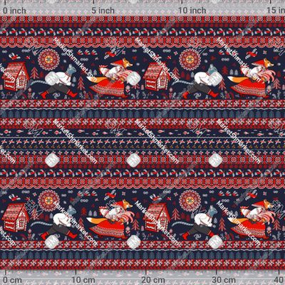 Кот, петух и лиса из сказки в стиле мезенской росписи by Irina Skaska 462 DPI