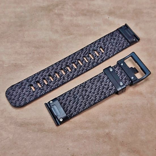 Ремешок 22 мм для Garmin нейлоновый жакардовое плетение, стальные тренчики (Серо-черный)