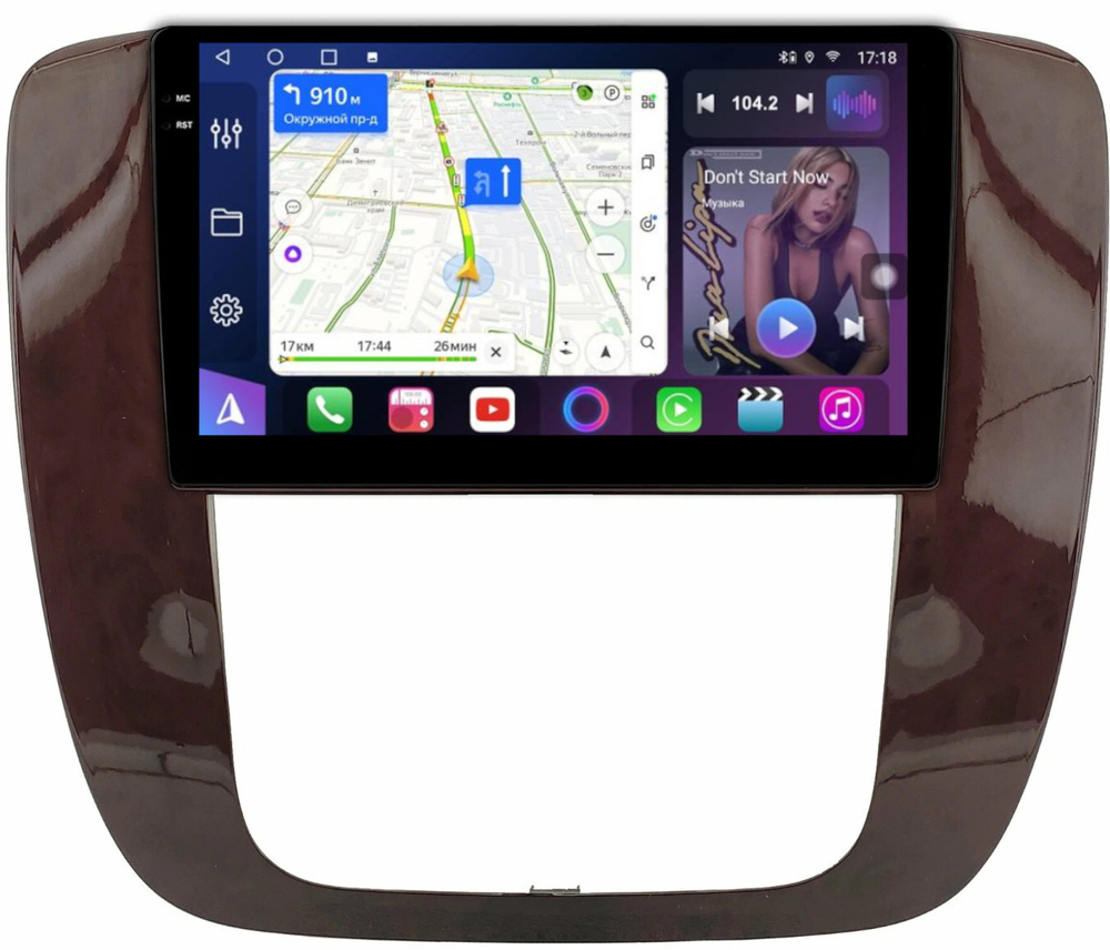 Магнитола для Chevrolet Tahoe 900 2006-2014 (рамка под дерево) - FarCar 1174M монитор 9.5" QLED на Android 14, TS18, CarPlay, 4G SIM-слот