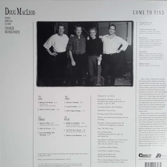 Doug MacLeod Charlie Musselwhite - Come To Find - Analogue Productions LP