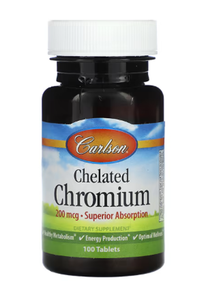 Carlson, Chelated Chromium, 200 мкг, 100 таблеток / Хелатный хром