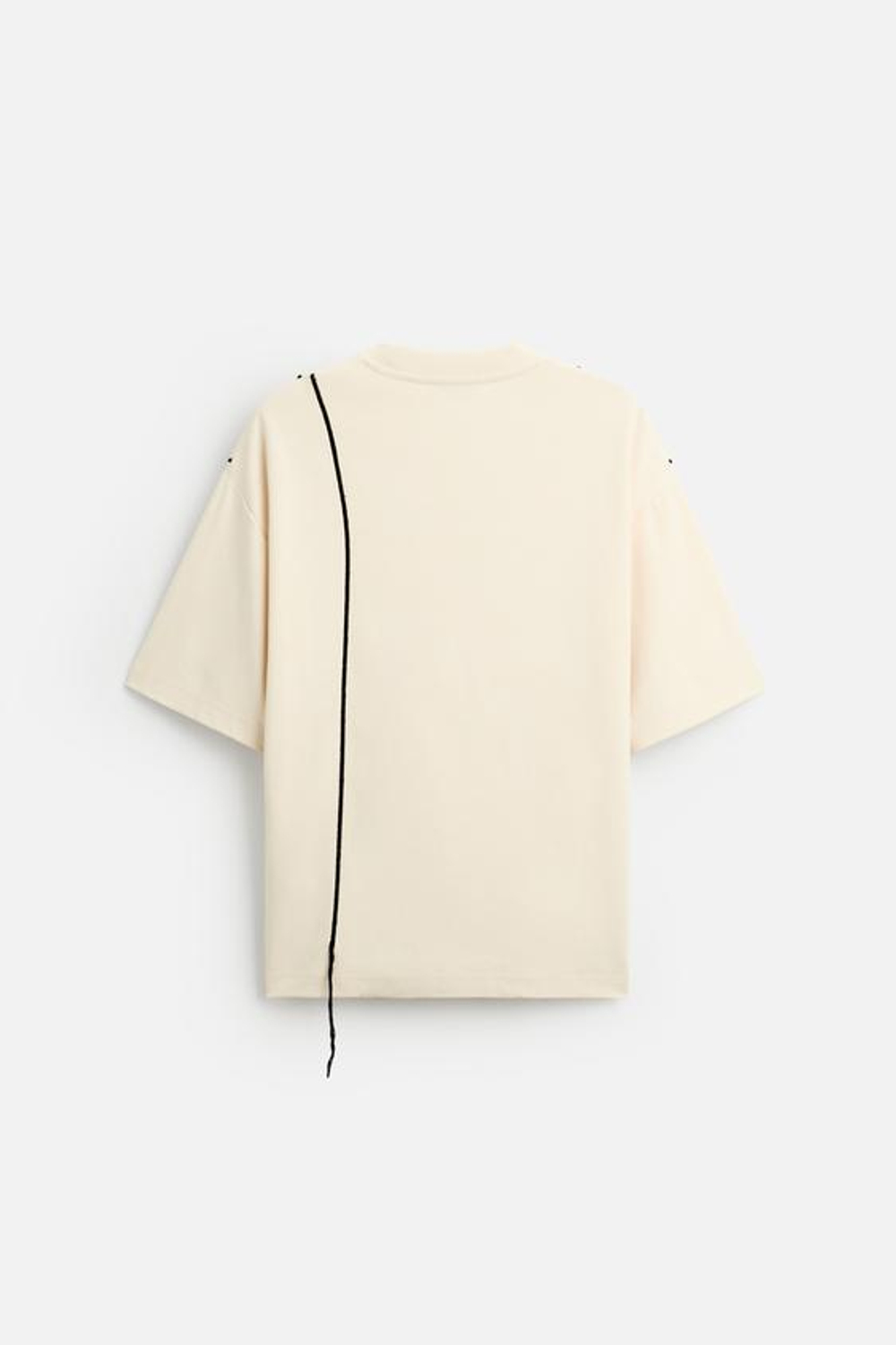 ZARA ФУТБОЛКА С КОНТРАСТНЫМ ШНУРКОМ, КАМЕННО-СЕРЫЙ