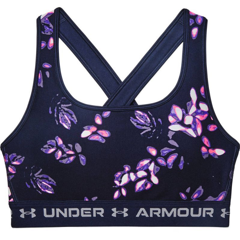 Теннисный бюстгальтер Under Armour Women's Armour Mid Crossback Printed Sports Bra - Blue