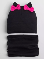 Осенняя шапка для девочки с ушками и снуд