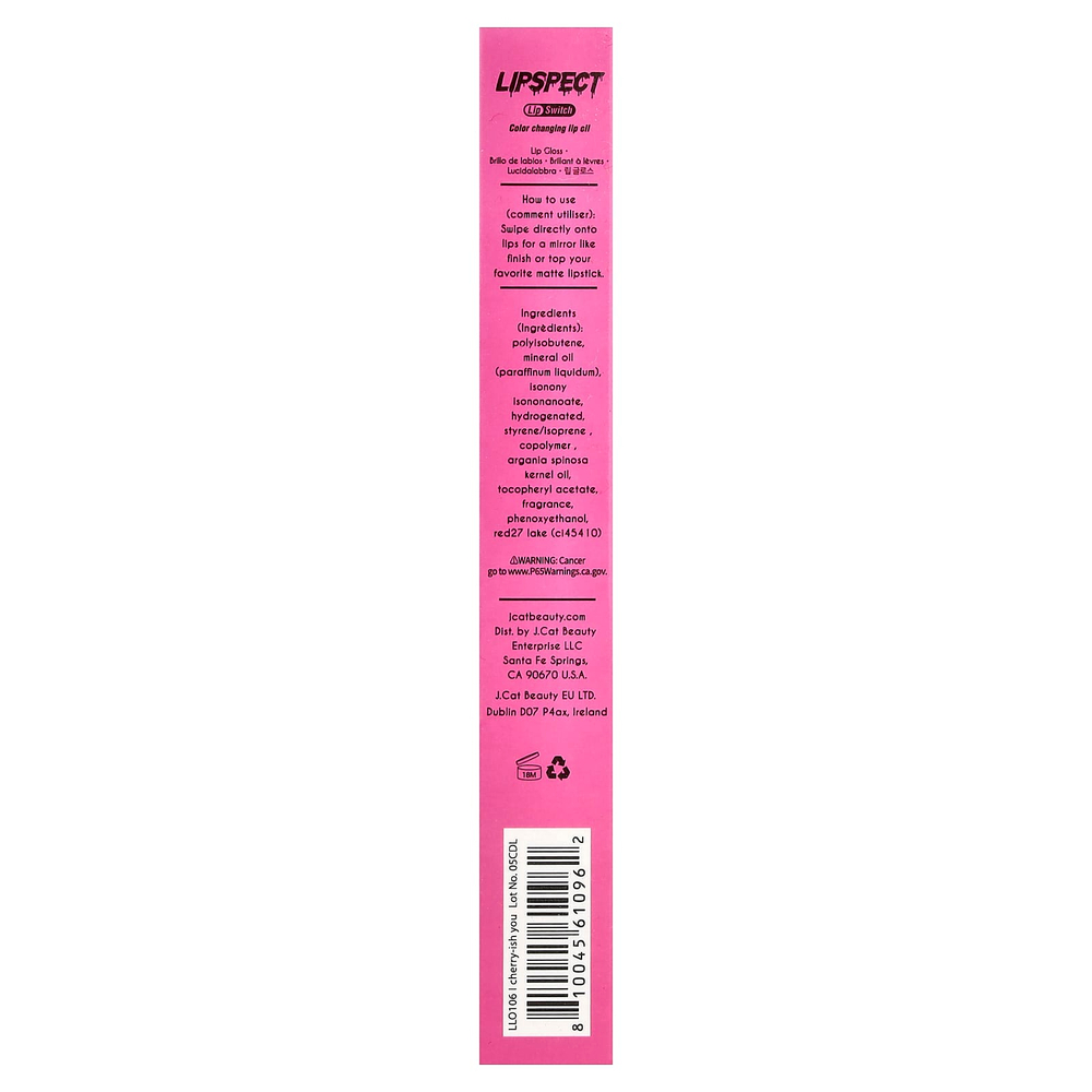 J.Cat Beauty, Lipspect, средство для губ, меняющее цвет, LLO106 I, вишневый, 3 мл (0,1 жидк. унции)