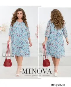 Платье 2496-голубой Minova