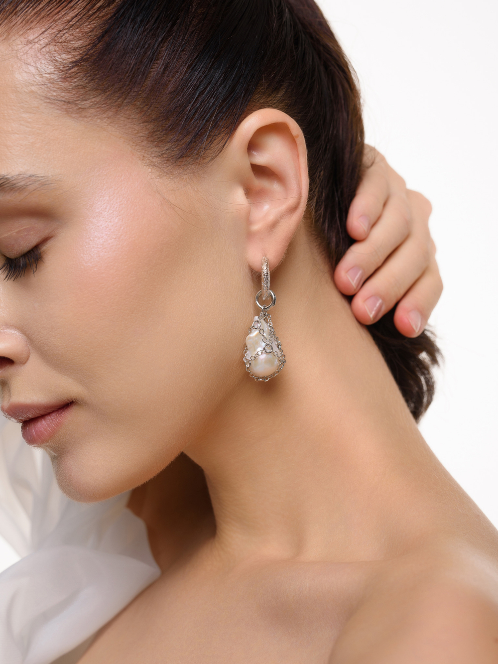 Серьги "Spider Pearl" Silver