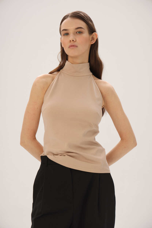 Платье халтер из плотного трикотажа, серый